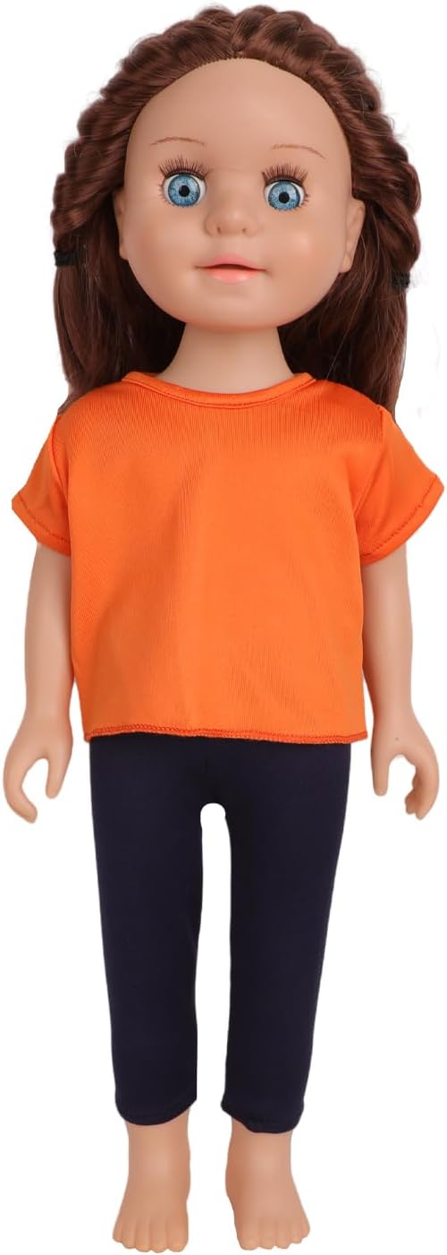 5-Piece Plain T-Shirts for 17-18 Inch Bear Clothes DIY Customizable Solid Color Tees (Orange)