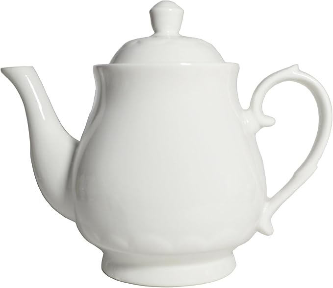 White Porcelain Teapot, Large Chinese Lotus Tea Pot Coffee Tea Water Pot Vintage Ceramic Gooseneck Kettle (59oz)