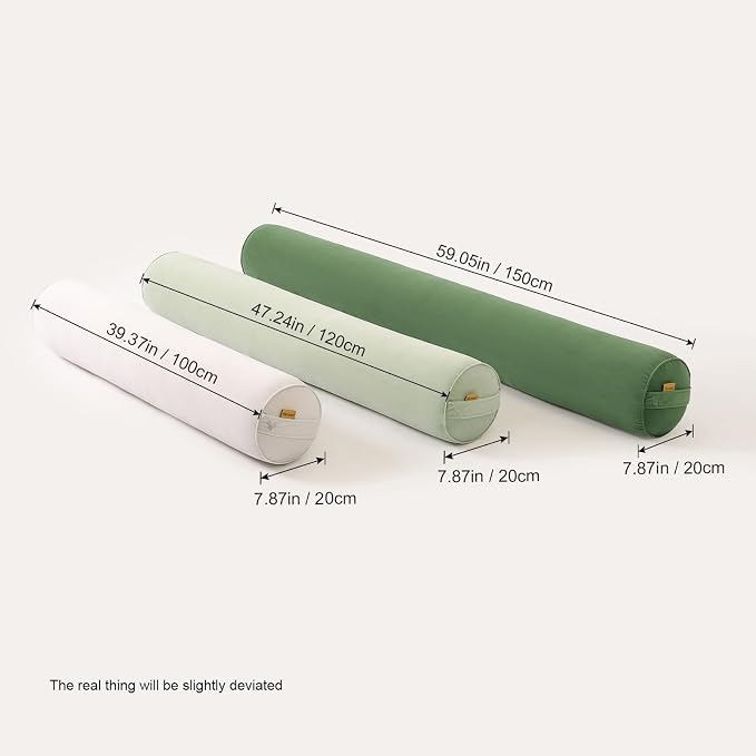 Body Pillow for Adults,Long Round Pillow,Big Cylindrical Pillow,Large Full Bolster Pillows for Side Sleepers (Olive Green, 39.37"*7.87")
