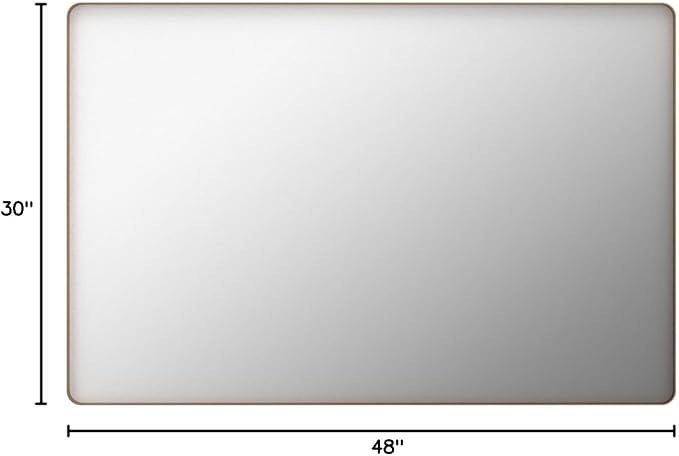 LOAAO 48"X30" Gold Bathroom Mirror | Rounded Rectangle, Brushed Gold Frame, Wall-Mounted, Anti-Rust, Tempered Glass, Hangs Horizontally or Vertically