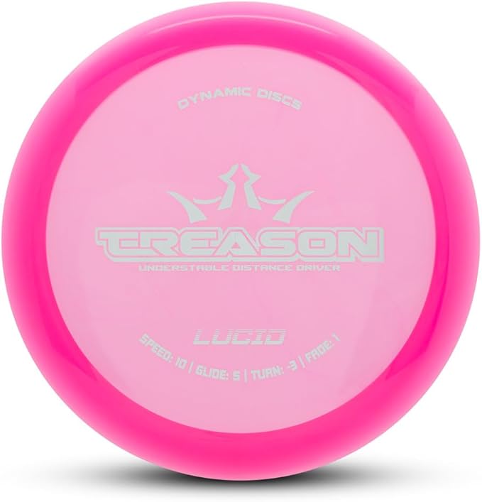 Dynamic Discs Lucid Treason Disc Golf Distance Driver | Understable Driver for Easy Distance & Control | Premium Lucid Plastic | Perfect for Hyzer-Flips & Turnover Shots | 170-175g (Colors May Vary)