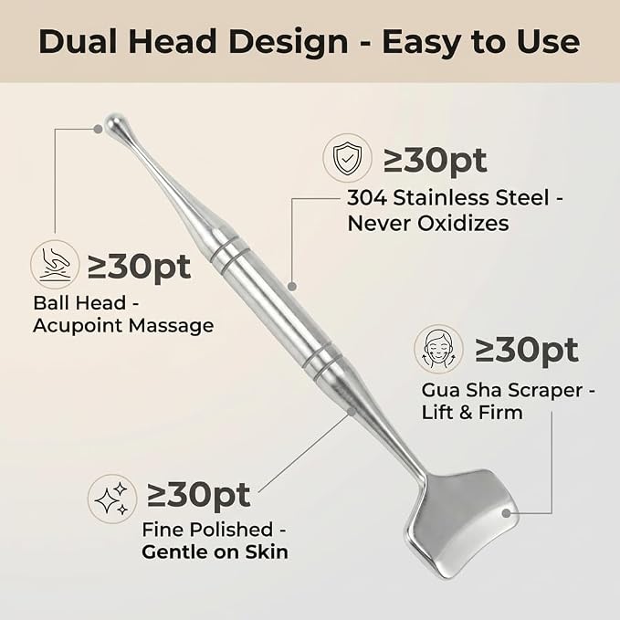 2-in-1 Acupuncture Pen Fascia Blaster, Stainless Steel Gua Sha & Acupressure Massage Pen, Dual-Ended Fascia Release Tool for Full Body Pain Relief, Neck Face Muscle & Plantar Fasciitis