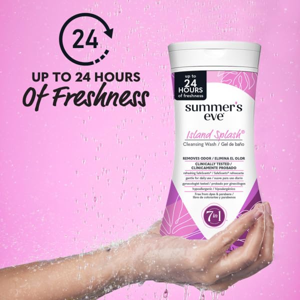 Summer's Eve Island Splash Feminine Cleansing Wash, Daily Intimate Wash, Removes Odor, pH Balanced, Gentle for Sensitive Skin, 9 Ounce (Pack of 12)