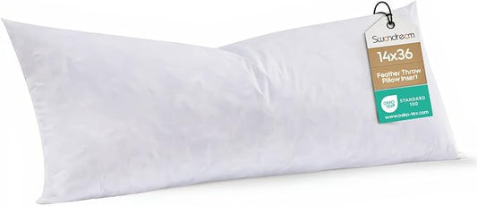 14x36 Feather Long Lumbar Pillow Insert, Decorative Throw Pillow Insert for Covers, Fuller Fit with Soft Support for Bed and Couch