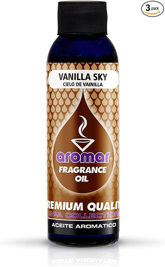 AROMAR Premium Fragrance Oil, 4oz Bottle 3 Pack Long Lasting Aromatic Scent, Fresh and Revitalizing Aromatherapy for Living Room, Bedroom, and Kitchen 12oz Vanilla Sky