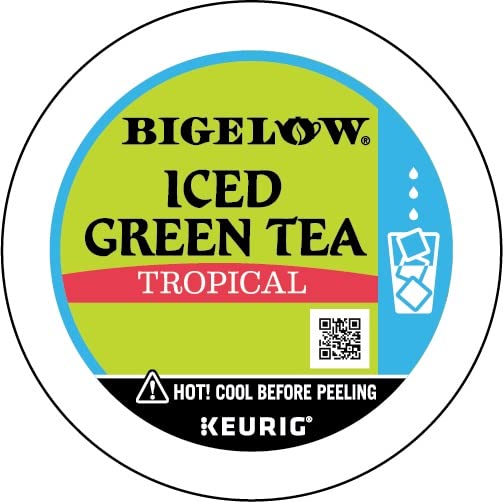 Bigelow Tea Unsweetened Tropical Green Iced Tea Keurig K-Cup Pods, Caffeinated Tea Keurig Tea Pods, 10 Count (Pack of 6), 60 Total K-Cup Pods