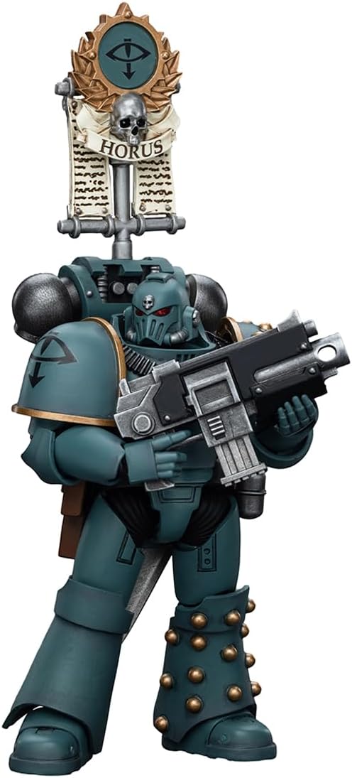 Joytoy Warhammer The Horus Heresy Sons of Horus 1:18 Action Figure Mecha Joy Toy MKIV Tactical Squad Legionary with Legion Vexilla Collection Model Anime 4.88 inch