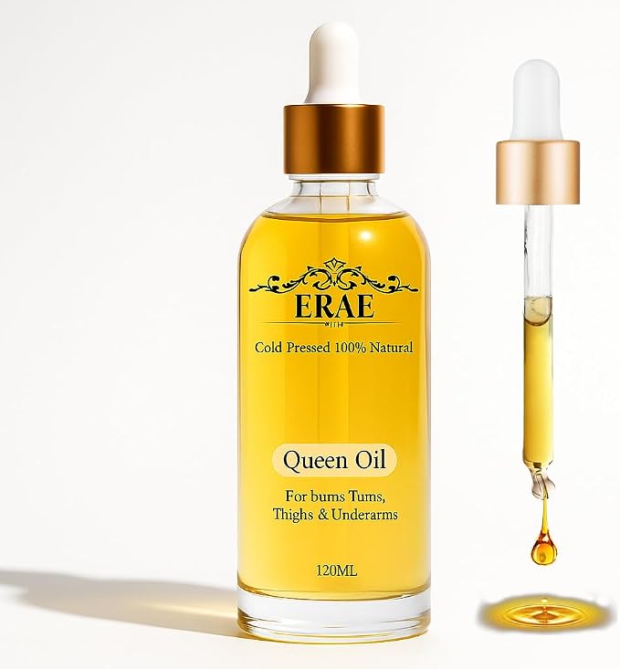 Erae Queen Oil – Cold-Pressed Natural Botanical Firming Oil for Face & Body – Hydrates Tightens & Restores Elasticity for Crepey, Aging & Menopausal Skin on Arms, Tummy & Thighs, 4 fl oz (1PCS)