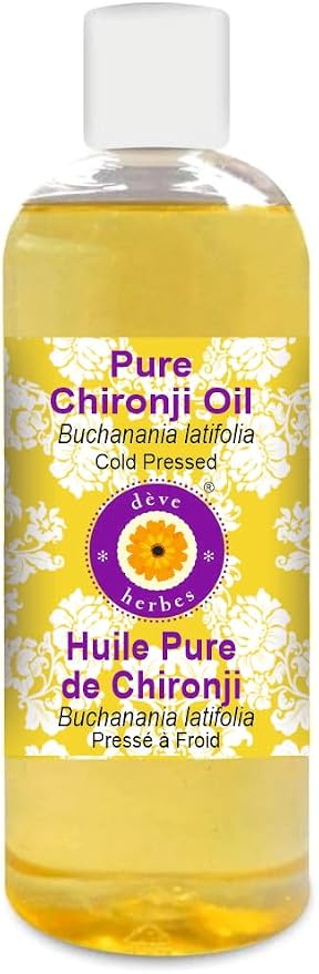 dève herbes Pure Chironji Oil (Buchanania latifolia) 100% Natural Therapeutic Grade Cold Pressed 200ml (6.76 oz)