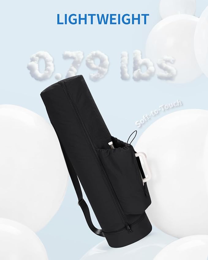 sportsnew Puffy Yoga Mat Bag Yoga Gym Bags for Women Men, Full-Zip Pilates Bag with Wet Pocket & Side Zip Drawstring Pocket Fits Tumblers with Handle, Yoga Mat Storage for Carrier Quick Access