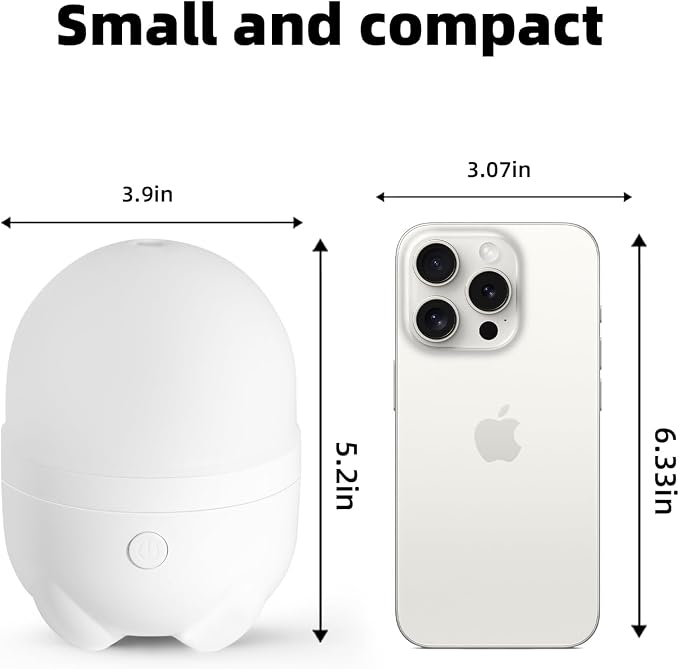SEEDSEEL 150ML Battery Powered Essential Oil Diffuser, Built-in Rechargeable Battery, 7 Hours Run Time,Portable Cordless Aromatherapy Air Diffuser with 7 LED Color Changing Lights (White)