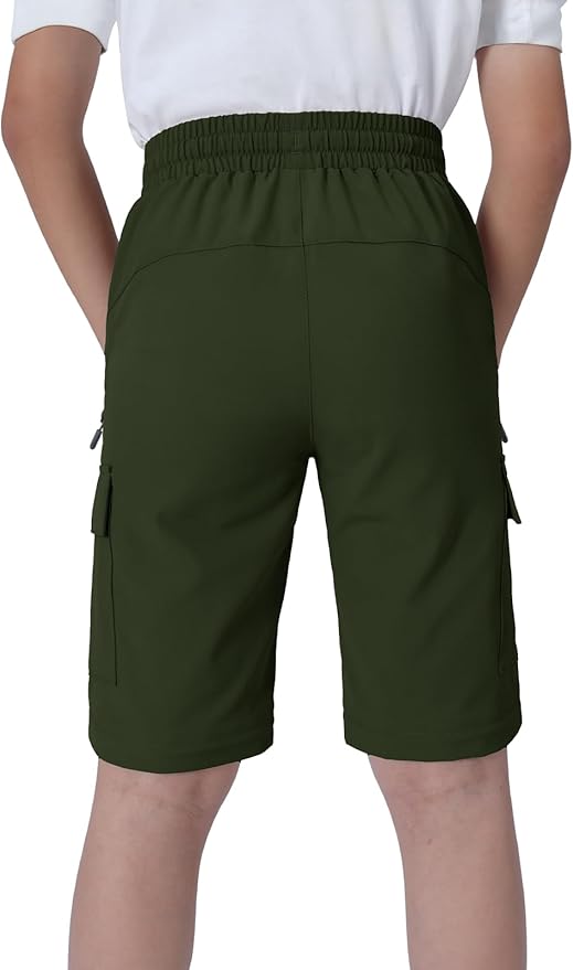 Boys Convertible Hiking Pants Kids Zip Off Scout Pants Youth Teen Boy Quick Dry Outdoor Fishing Waterproof Lightweight 4-18Y