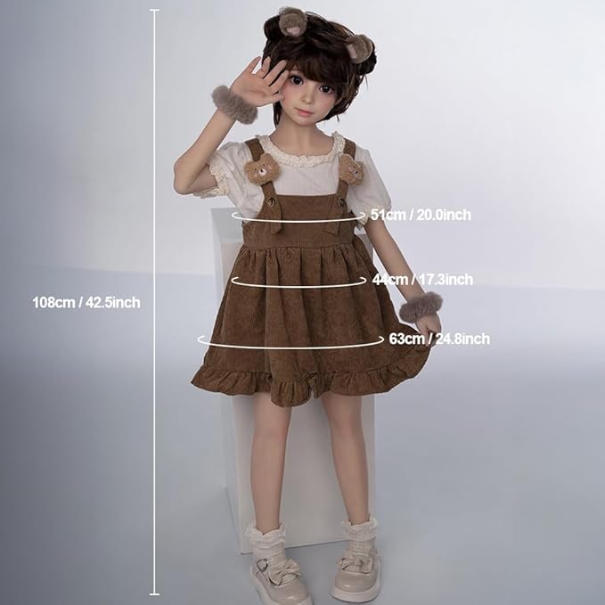 Silicone Seamless Female Action Figure, Flexible Female Figure 42 inches Suitable for Cosplay/Photography/Art, TPE Body and PVC Head, Including Random Hair and Clothes (108cm B Natural fair Skin)