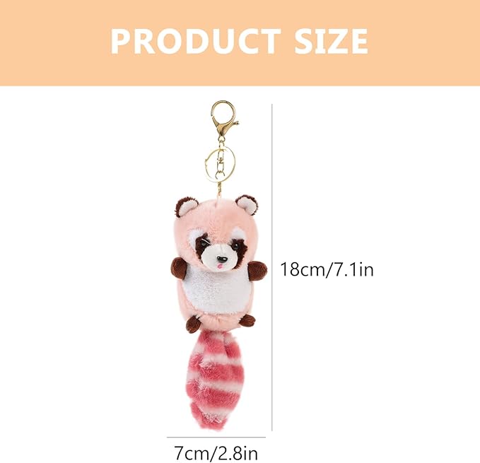 Raccoon Keychains Plush Stuffed Keychain Cute Soft Plush Raccoon Keychain Animal Pendant Toy Jewelry for Bag Purse