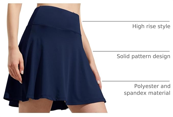 ZUTY 18" High Waisted Tennis Skirt for Women Skorts Skirts with Pockets Casual Modest Long Golf Athletic Running