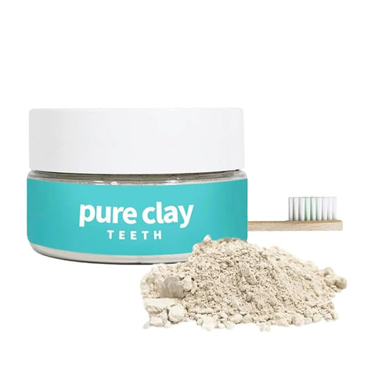 Pure Clay Mineral Tooth Powder Bentonite Clay Food Grade Tooth Powder, Minimalist Calcium Bentonite toothpaste Polish Fluoride Free Toothpaste Alternative Unflavored and unscented. Whitening SLS Free