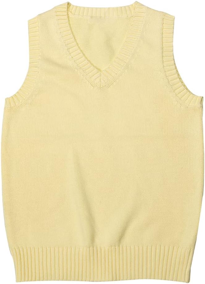 jinghuiyue Women’s V Neck Sweater Vest School Uniform Solid Color Sleeveless Knit Sweaters Pullover Tank Tops