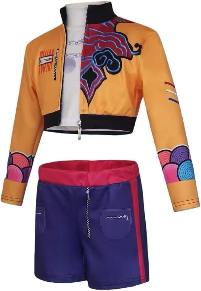 Girls Halloween Costume, Black and Yellow Polyester Top and Pants Set for Cosplay Events and Parties