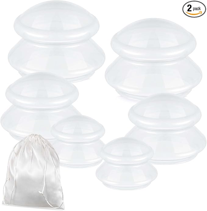 TrelaCo 6 Pcs Cupping Kit for Massage Therapy 3 Sizes Silicone Cupping Set Chinese Massage Therapy for Studio Household Cellulite Joint Pain Muscle Pain(Milky)