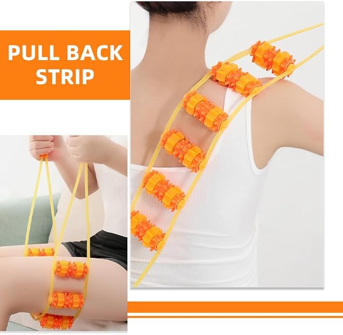 NOLITOY Manual Back Massager Roller Rope Hand Operated Massage Roller for Back Neck Legs and Shoulders Portable Muscle Massage Tool for Home Office and Travel
