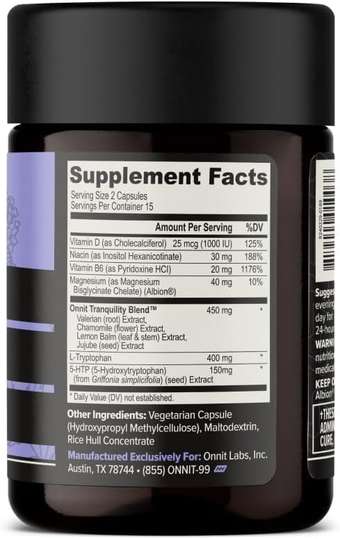 ONNIT New Mood Daily Stress Support Capsules, IGEN™ Non-GMO Tested, Sleep and Mood Support Supplement for Men and Women, Daily Stress Management Capsules, 30 Count