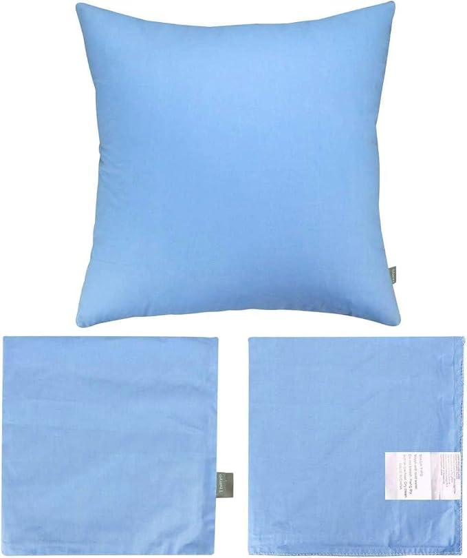 4-Pack 100% Cotton Comfortable Solid Decorative Throw Pillow Case,Thmyo Square Cushion Cover Pillowcase Sublimation Blank Pillow Covers DIY Throw Pillowcase for Sofa(20x20 inch/ 50x50cm,Sky Blue)