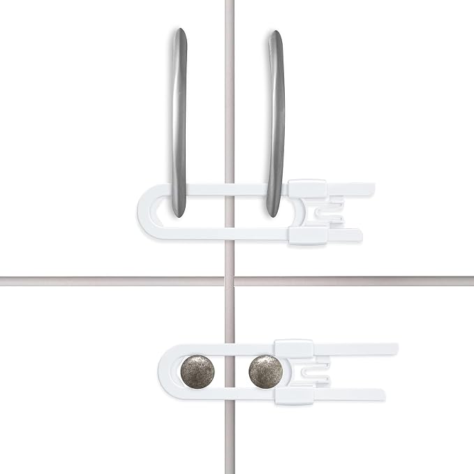 Vmaisi 8 Pack Baby Sliding Cabinet Locks - Adjustable U Shaped Child Safety Locks for Cabinets with Handles or Knobs, Childproof Latches for Kitchen Bathroom Storage Cupboards 8 Pack