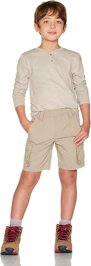 CQR Kids Youth Pull on Cargo Shorts, Outdoor Camping Hiking Shorts, Lightweight Elastic Waist Athletic Short with Pockets