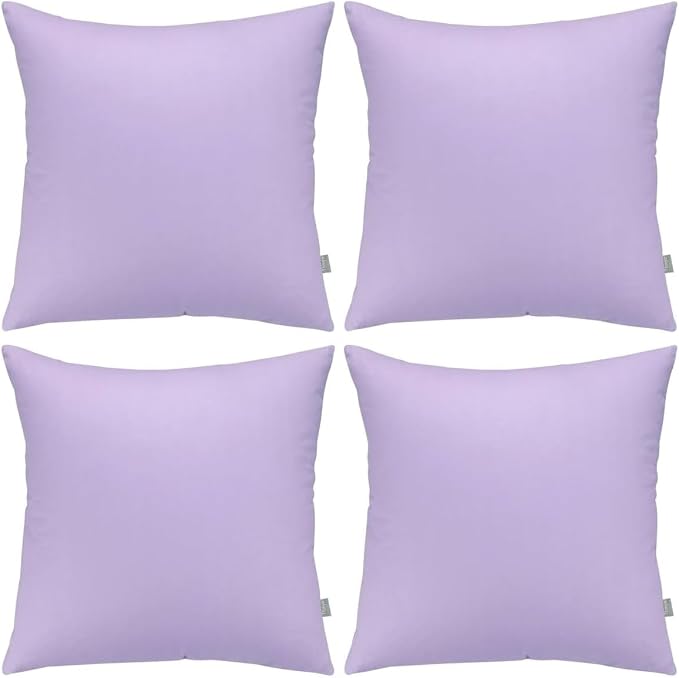 Thmyo 4-Pack 100% Cotton Comfortable Solid Decorative Throw Pillow Case Square Cushion Cover Pillowcase Sublimation Blank Pillow Covers DIY Throw Pillowcase for Sofa(18x18inch/45x45cm,Light Purple)