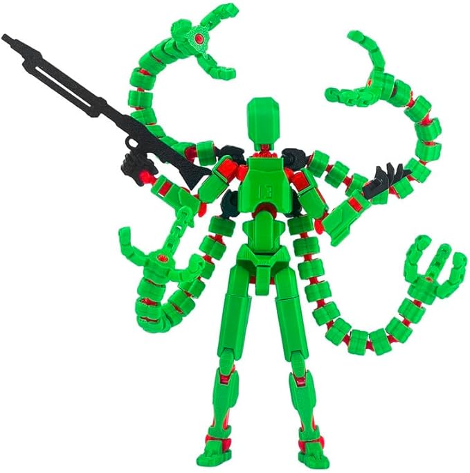 T13 Action Figure, Assembly Completed Action Figures,T 13 3D Printed Toys - The Premium Robot for Sci-Fi Enthusiasts,Four Claws Robot 5.2 Inch (Green)