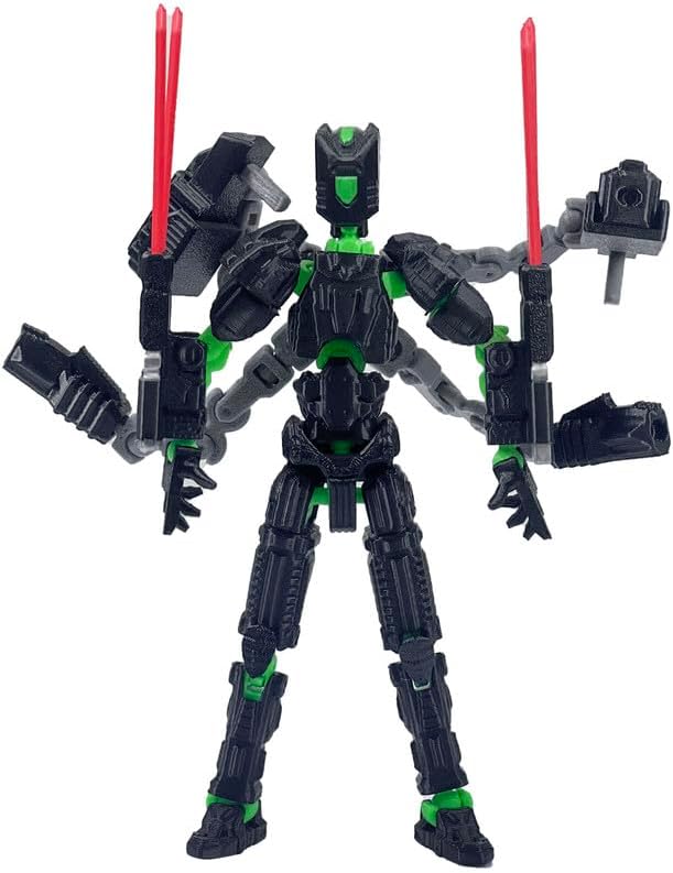 T13 Action Figure Set (Assembly Completed)，3D Printed Multi-Jointed, Desktop Decorations for Game Lovers Toys,5.5Inch (Black and Green)