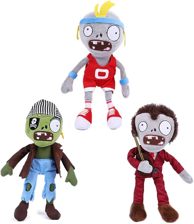 JHESAO 3 PCS Plants and Zombies Plush Toy Zombies Sets Football, Sport Plushies 1 2 Stuffed Soft Pirate Doll, Guitar PVZ Plushies Figure Doll New