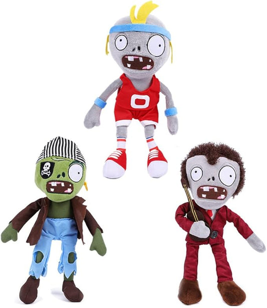 JHESAO 3 PCS Plants and Zombies Plush Toy Zombies Sets Football, Sport Plushies 1 2 Stuffed Soft Pirate Doll, Guitar PVZ Plushies Figure Doll New