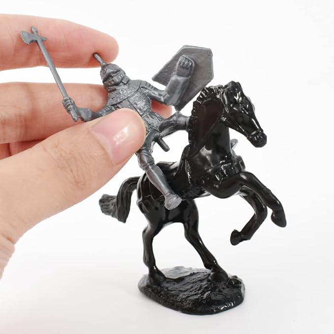 HUIANER Army Knight 28PCS Medieval Knight Military Figures, Medieval Soldiers Warrior Horse Model Soldier Toys