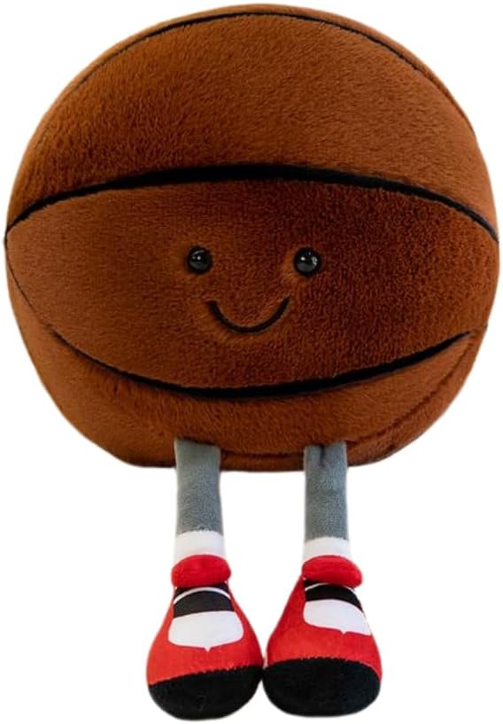 YUDONG 12 Inch Soft Plush Sports Ball Doll - Adorable Football Plush Toy, Fun Spherical Stuffed Animal, Cute Throw Pillow & Kids Gift (Basketball)