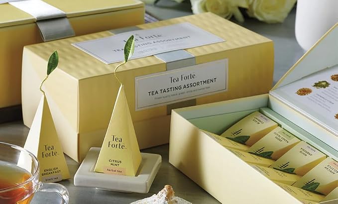 Tea Forte Premium Presentation Box Gift Set Sampler, 20 Count, Assorted Blends Individually Wrapped Handcrafted Pyramid Infuser Bags, Assorted Classic