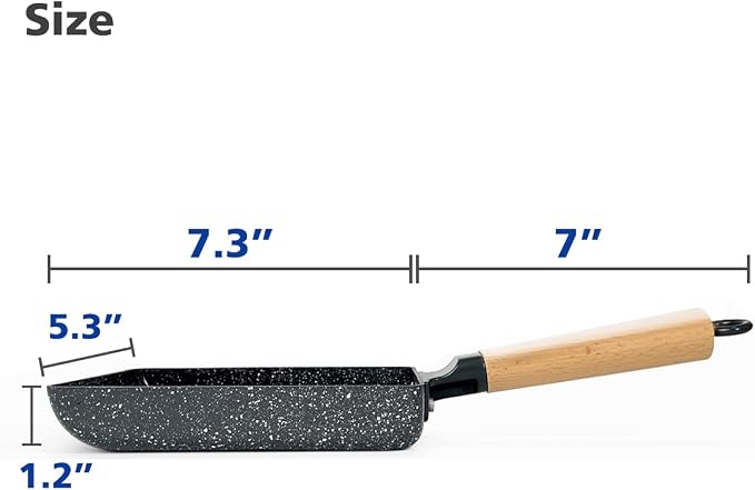Ceramic Tamagoyaki Pan, Square Egg Frying Pan for Japanese Omelette | Small Nonstick Rectangle Pan, Omlet Egg Roll Pan, Japan & Korean Cookware, Tamago Omelet for Induction, with Silicone Brush