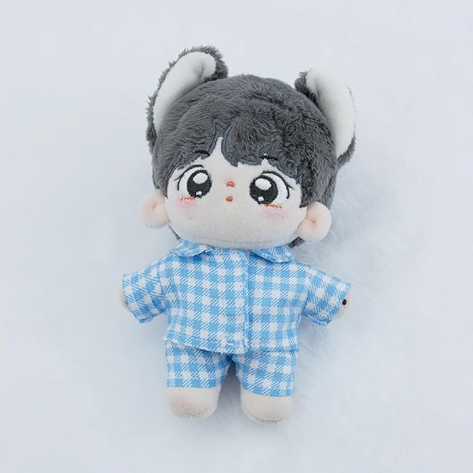 niannyyhouse 10cm 15cm 20cm Plush Doll Clothes Shirt Pants Multi-Color Plaid Pajama Set Doll Dressup (Red, 10cm)