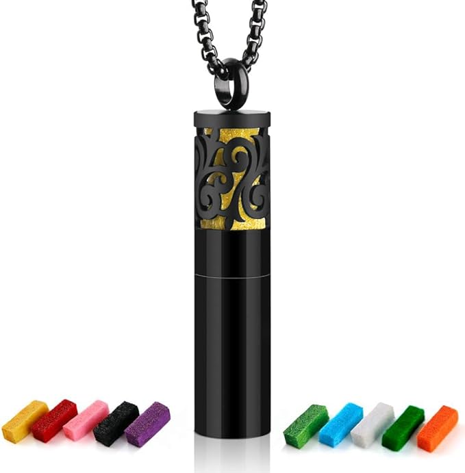 Maromalife Essential Oil Necklaces for Women/Men, Diffuser Necklace 316L Stainless Steel, Diffuser Pendant for Men with 10 Felt Pads, Aromatherapy Necklace Gift Set for Birthday, Christmas