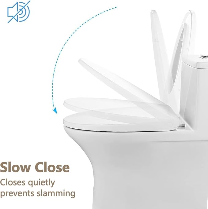 Toilet Seat, 18" Elongated Toilet Seat with Built in Toddler Potty Training Seat, U-Shaped Toilet Seat with Slow Close Toilet Lid Fits Both Adults and Childs