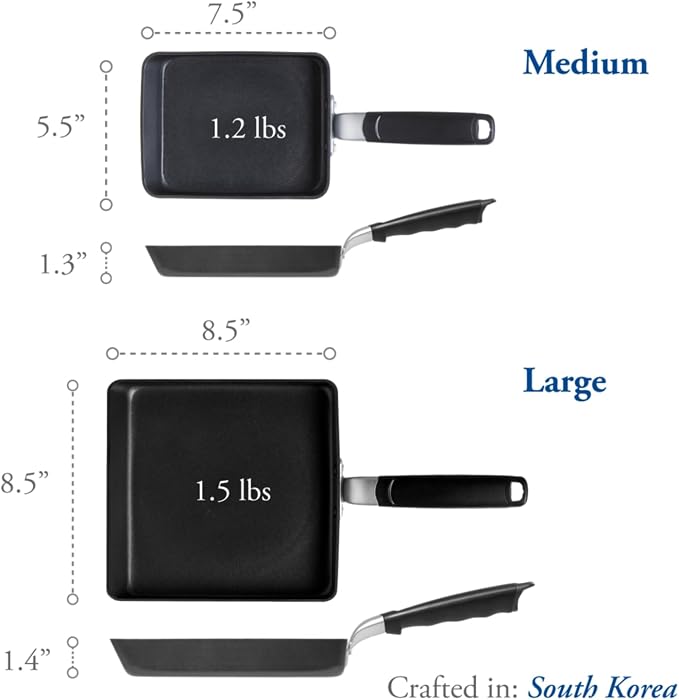 TECHEF - Tamagoyaki Japanese Omelette Pan/Egg Pan Skillet, PFOA-Free, Dishwasher Safe, Induction-Ready, Made in Korea (Black/Large)