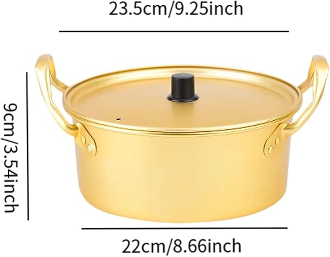 Korean Ramen Pot Kimchi Soup Pot Multipurpose Kitchen Cookware Aluminum Stockpot Korean Ramen Noodle Pot Seafood Troop Pot, 22cm