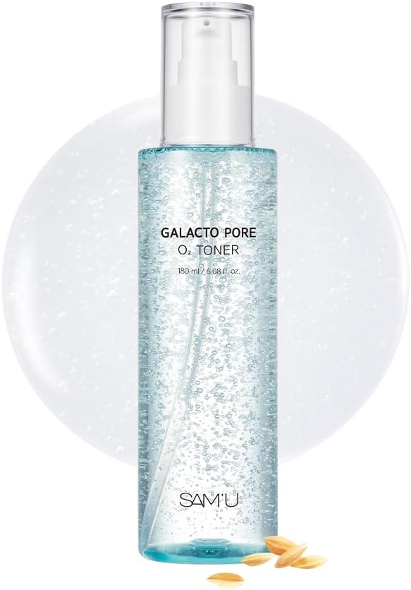 SAM'U Galacto Pore O2 Toner, Hydrating & Pore-Refining, Oxygen Bubble Galactomyces Toner, Exfoliating for Sebum Control & Suitable for All Skin Types, Korean Toners, 6.08 Fl. Oz