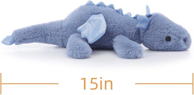 Apricot Lamb Dark Blue Lying Dragon Stuffed Animals for Kids, Soft Cute Plush Toys for Baby Girl and Boy, 15 Inches