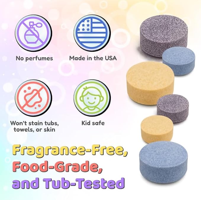 Color MyBath – Bath Color Tablets for Kids, 300 Count Jar – Color Changing, Non-Toxic, Non-Staining, Fragrance-Free – Mix Your Own Rainbow, Fun & Educational – Made in USA (1-Pack)
