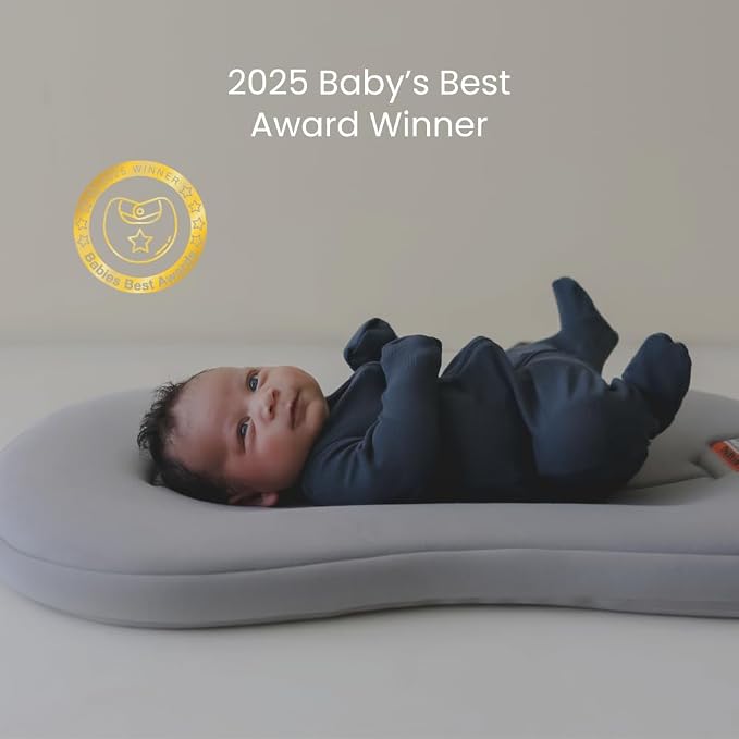 Snuggle Me® Baby Lounger Curve (0-6 Months) - Premium Organic Cotton with Foam Core, Machine-Washable Cover, Buttery-Soft & Breathable Infant Lounger with Travel Bag (30 in x 20 in x 1.9 in)