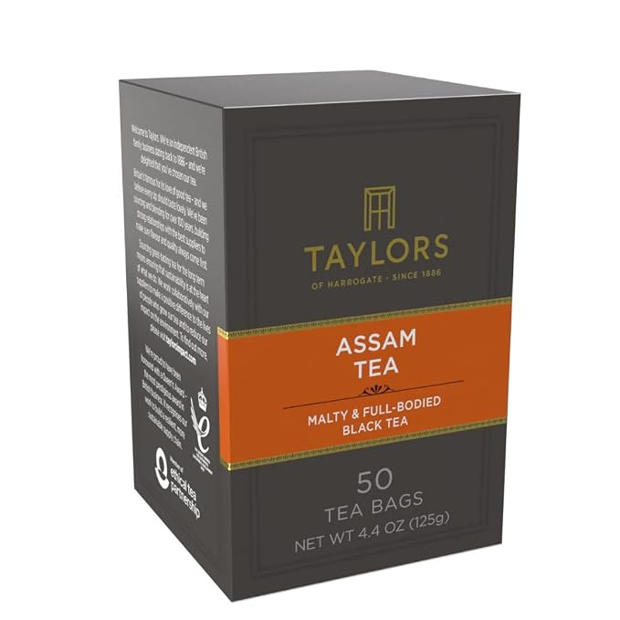 Taylors of Harrogate Assam, Black Tea, Pillow Tea Bags, 50 Count (Pack of 1), Full-bodied, Satisfying & Malty, Caffeinated, Enjoy Hot or Iced, 50 Teabags