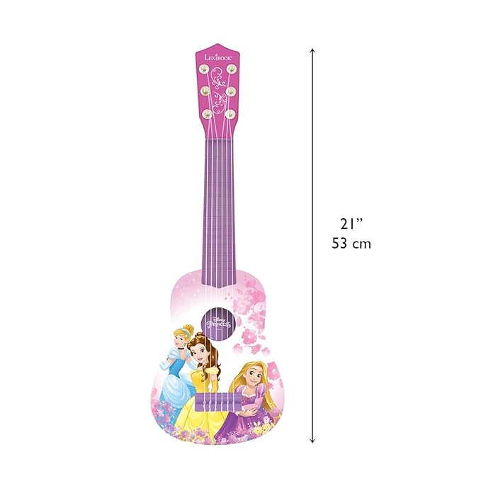 Lexibook, Disney Princess, My First Guitar for Children, 6 Nylon Strings, 21" Long, Guide Included, Pink, K200DP