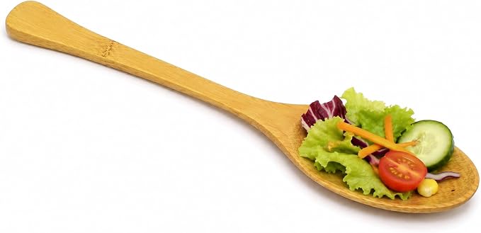 JapanBargain 4109, Set of 12 Long Bamboo Wood Soup Spoons, Eco Friendly Dinner Spoons, Korean Japanese Style Kitchen Utensil for Snacks, Fruit, Ice Cream, Yogurt, Cereal, 8.25-inch