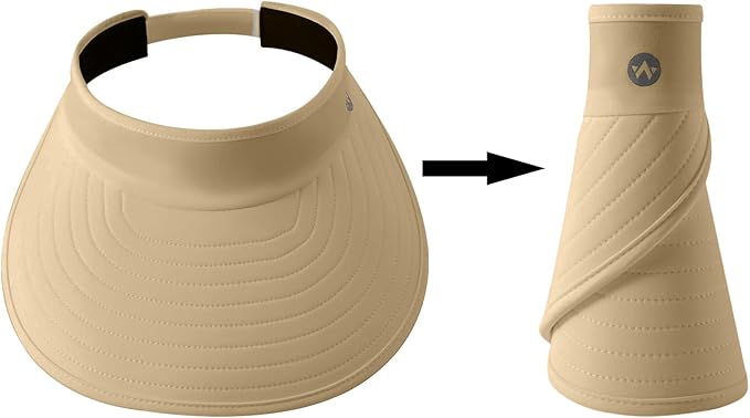 WANDER Sun Visor Hats for Women Wide Brim UV Protection Adjustable Large Golf Beach Cap Packable Travel Sport Visor